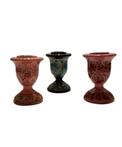 Handcrafted Floral Wooden Candle Stand Set of 3 – Decorative Vintage Tea Light Holders for Home Décor