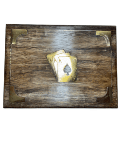 Premium Wooden Playing Card Storage Box with Brass Inlay – Vintage Handmade Card Organizer & Gift Box