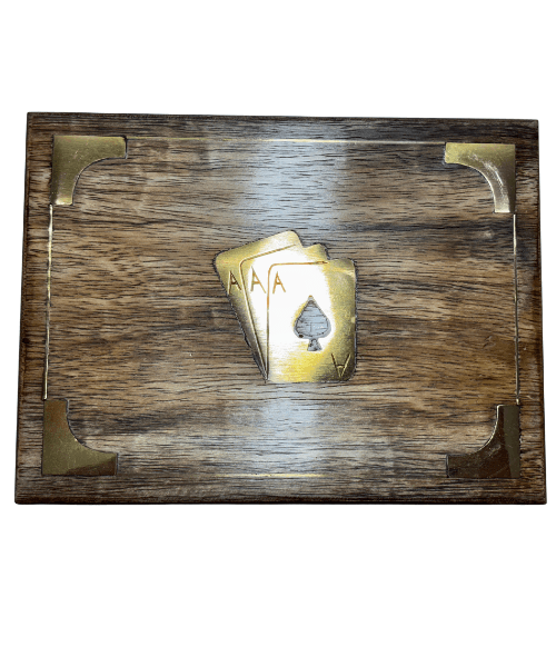 Premium Wooden Playing Card Storage Box with Brass Inlay – Vintage Handmade Card Organizer & Gift Box Premium Wooden Playing Card Storage Box with Brass Inlay – Vintage Handmade Card Organizer & Gift Box