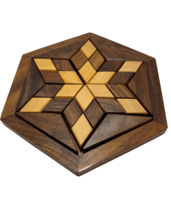 Handcrafted Haldu Wooden Star Puzzle Game – 5.5 x 5.5 Inch Geometric Brain Teaser & Educational Wooden Puzzle