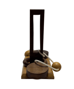 Handcrafted Wooden Rope Puzzle – Haldu Game Jhula 5x5.5 Inch | Brain Teaser & Mind Challenge Game