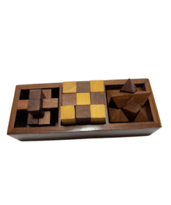 Handcrafted Wooden Brain Teaser Puzzle Set (3-in-1)Handcrafted Wooden Brain Teaser Puzzle Set (3-in-1)