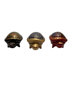 Hand-Painted Paper Mache Tortoise Keepsake Boxes (Set of 3)